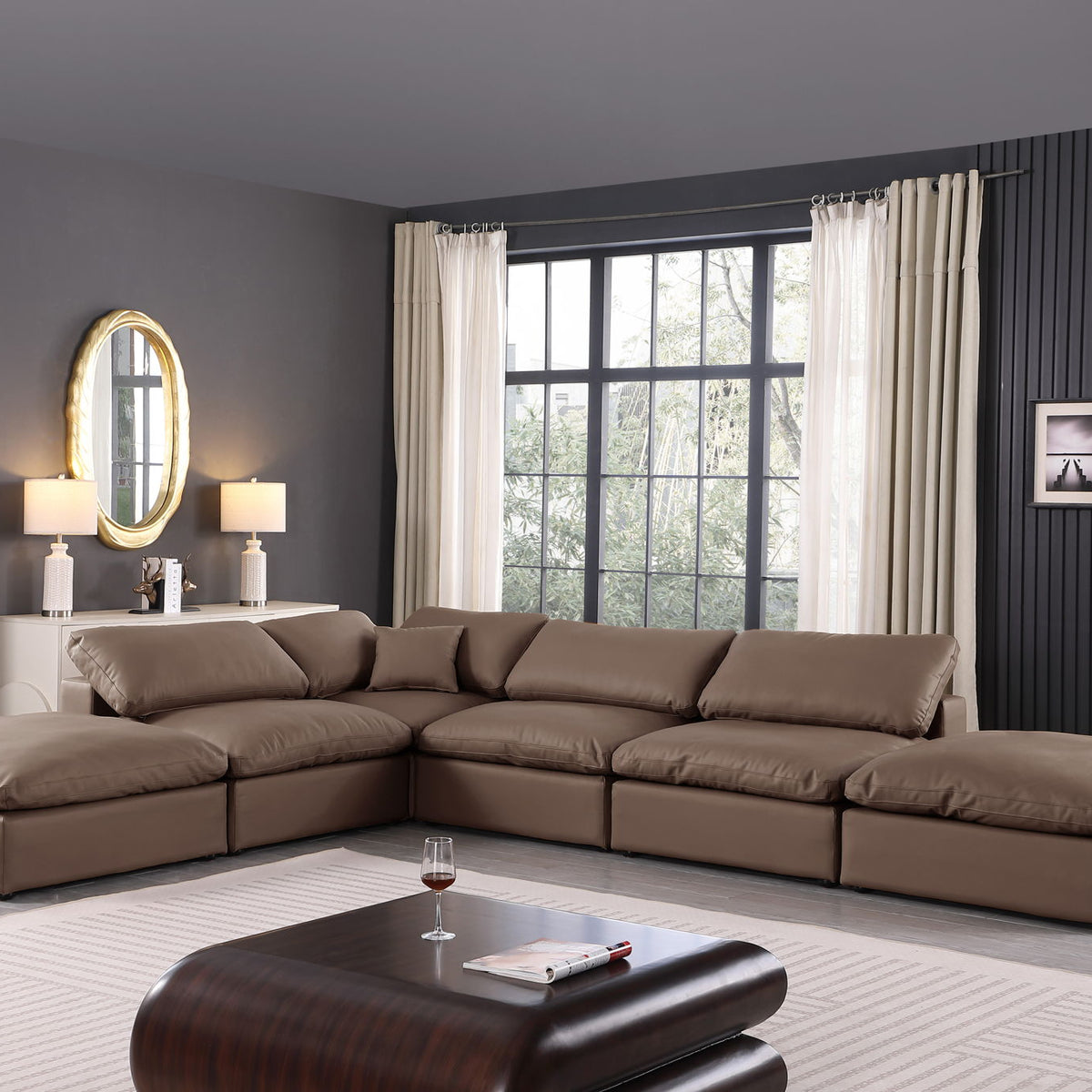 Comfy - 6 Piece Faux Leather Modular Sectional