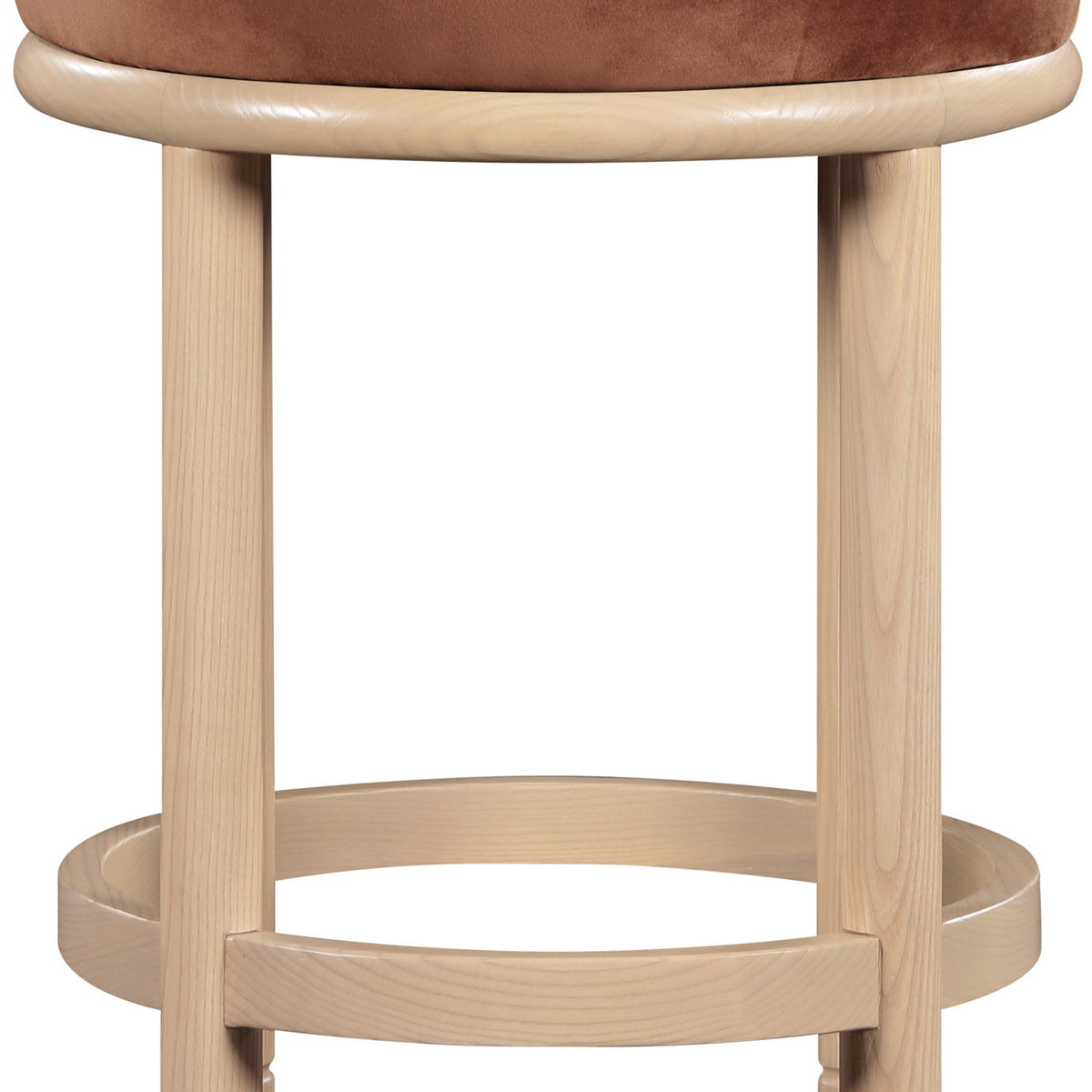 Monette - Counter Stool With Natural Base - Cognac