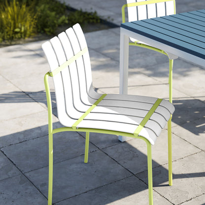 4 Piece Set Of Modern Color Block Designed Single Chairs, UV Resistant And Rust Proof - Grain Yellow / White