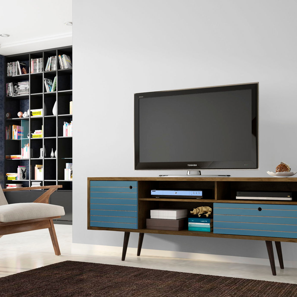 Manhattan Liberty - 71" TV Stand With Rustic Brown Frame