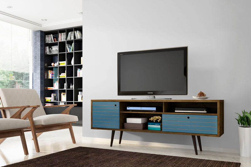 Manhattan Liberty - 71" TV Stand With Rustic Brown Frame