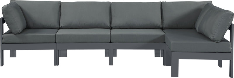 Nizuc - Outdoor Patio 5 Piece Modular Sectional With Gray Frame