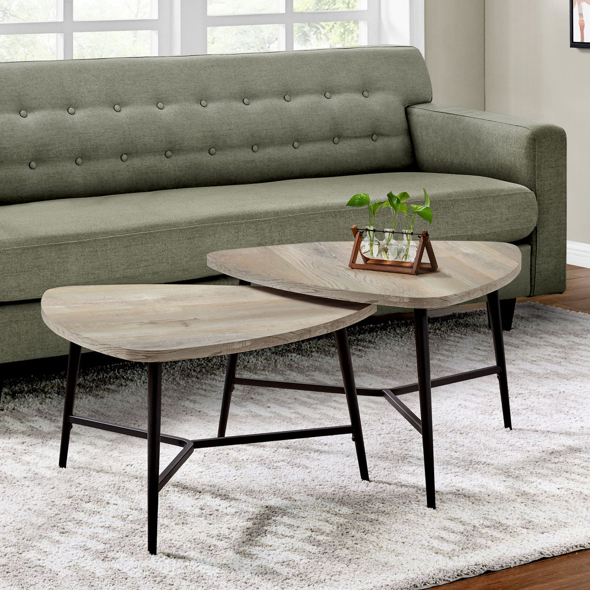 Table Set, Coffee, End, Side, Accent, Living Room / Beige Laminate, Contemporary, Modern (Set of 2) - Taupe