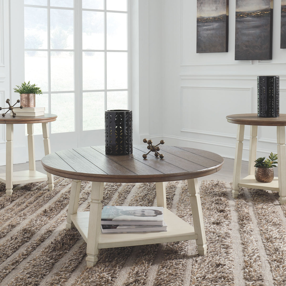 Bolanbrook - White / Brown / Beige - Occasional Table Set (Set of 3)