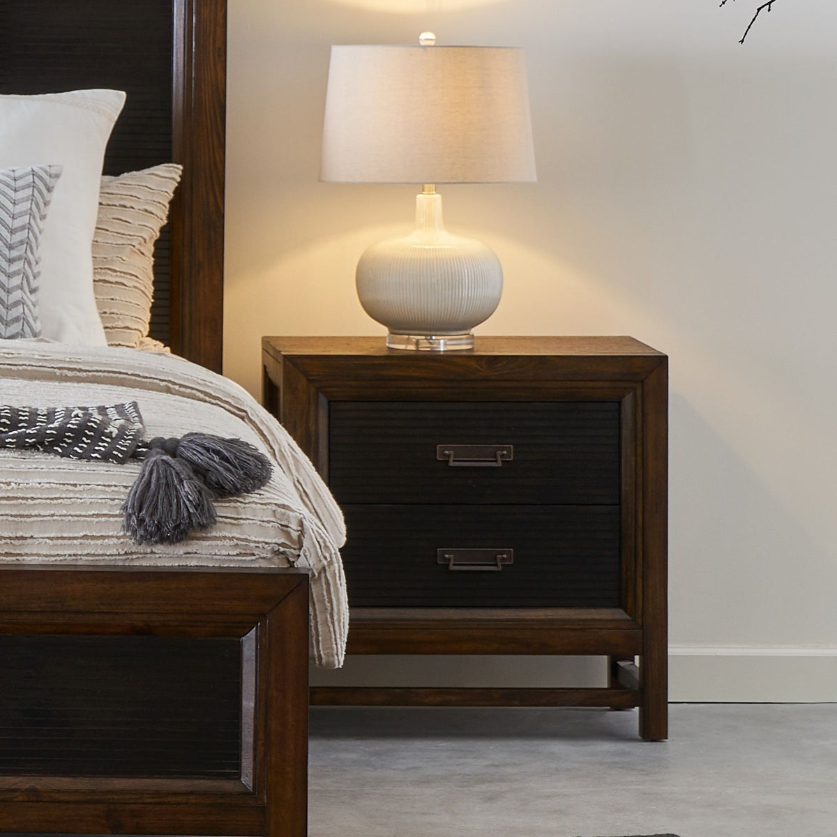 Branson - 2 Drawer Nightstand, Two Tone - Brown