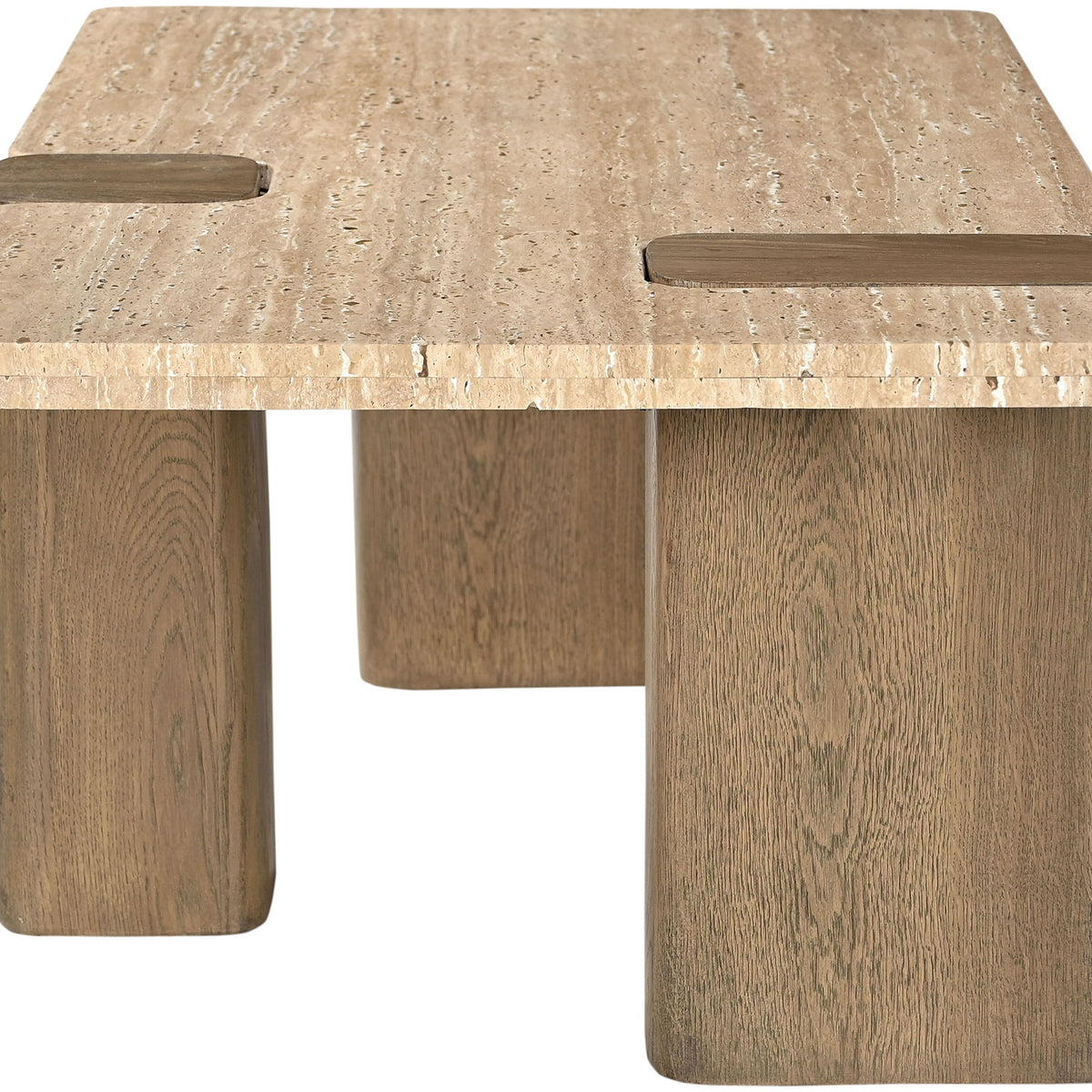 Ravenna - Genuine Fabric Travertine And Oak Wood Table