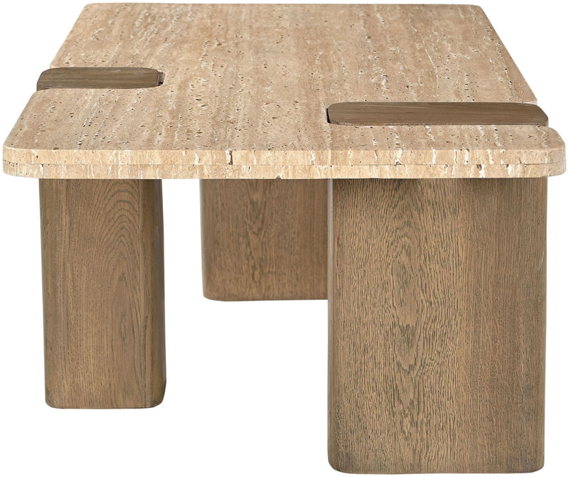 Ravenna - Genuine Fabric Travertine And Oak Wood Table