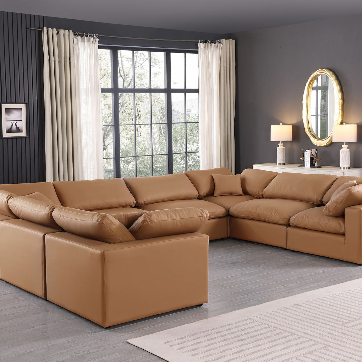 Comfy - 8 Piece Faux Leather Modular Sectional