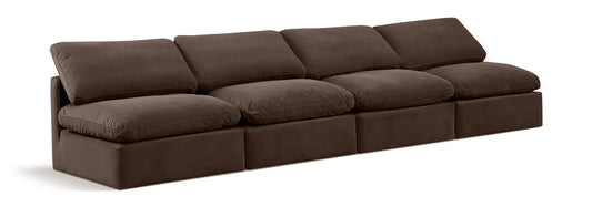 Indulge - Velvet 4 Seat Modular Armless Sofa
