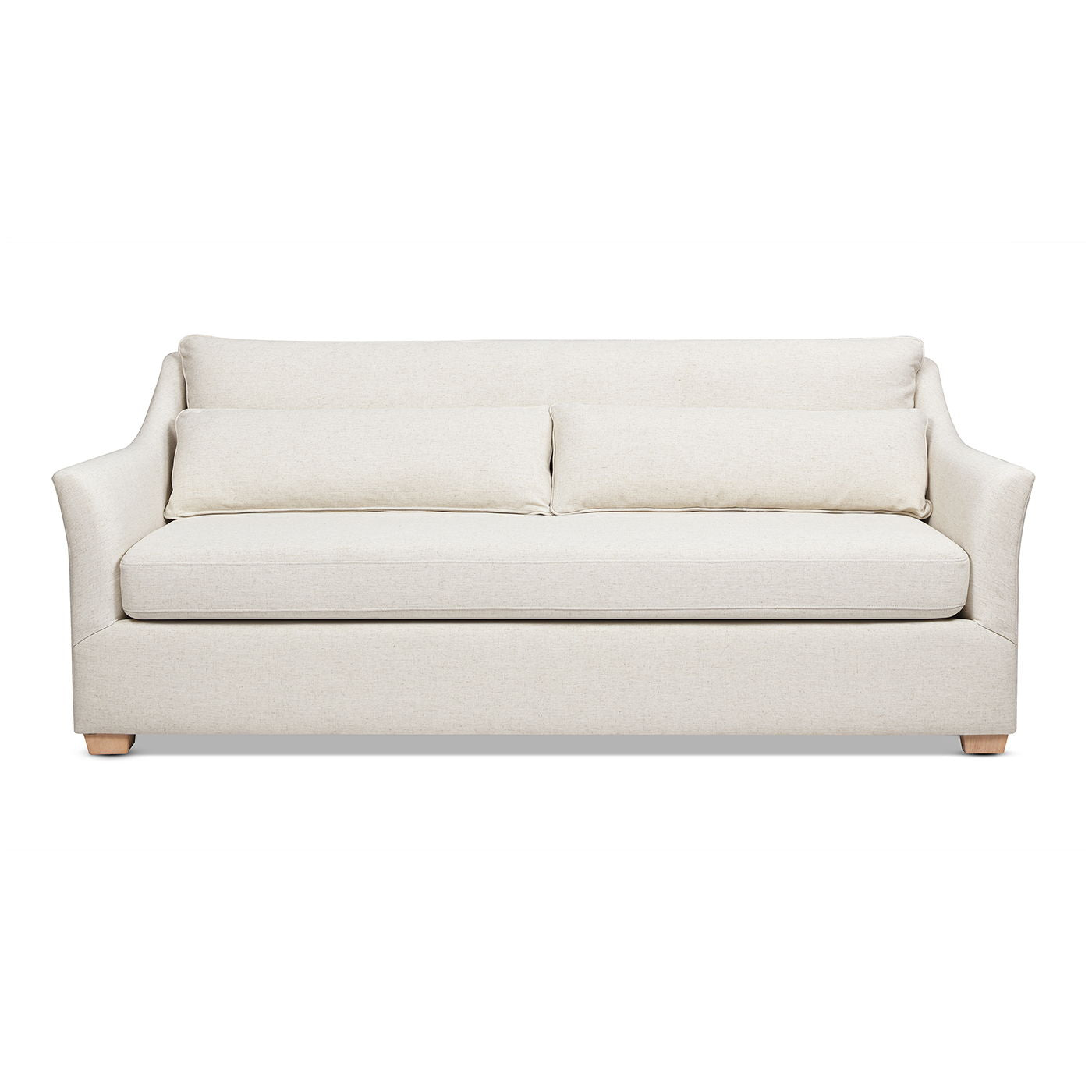 Ada - Flared Arm Contemporary Sofa With Lumbar Pillows - Flax White