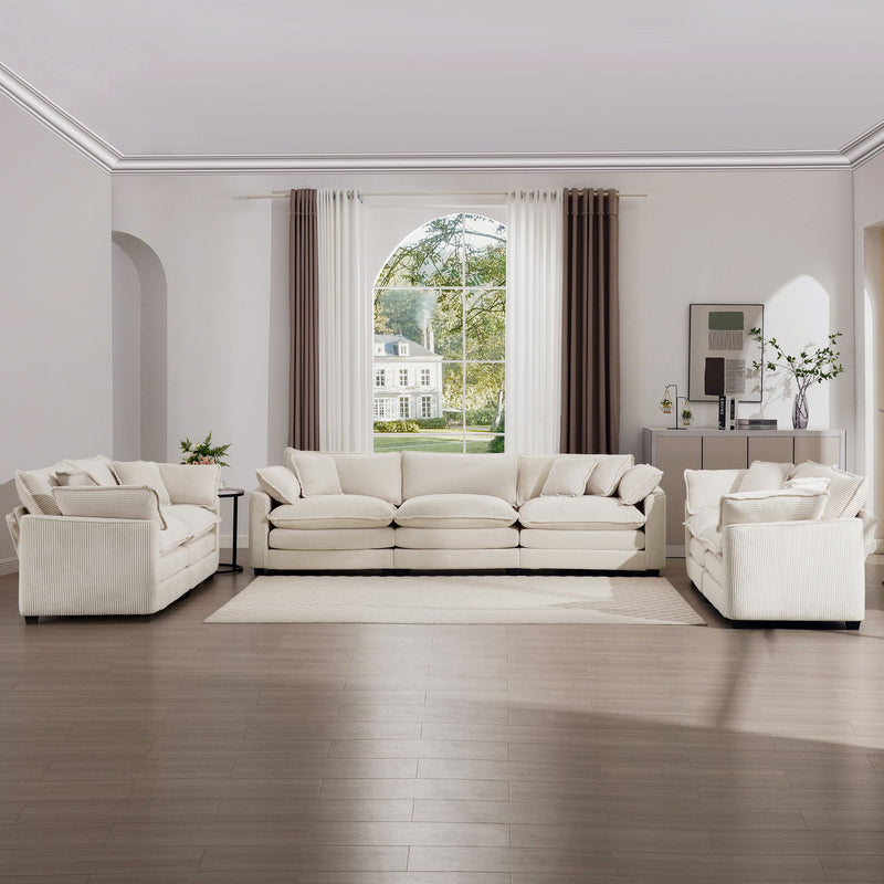 Elegant Corduroy Oversized Sectional Sofa Set With Deep Seats And Flexible Layout