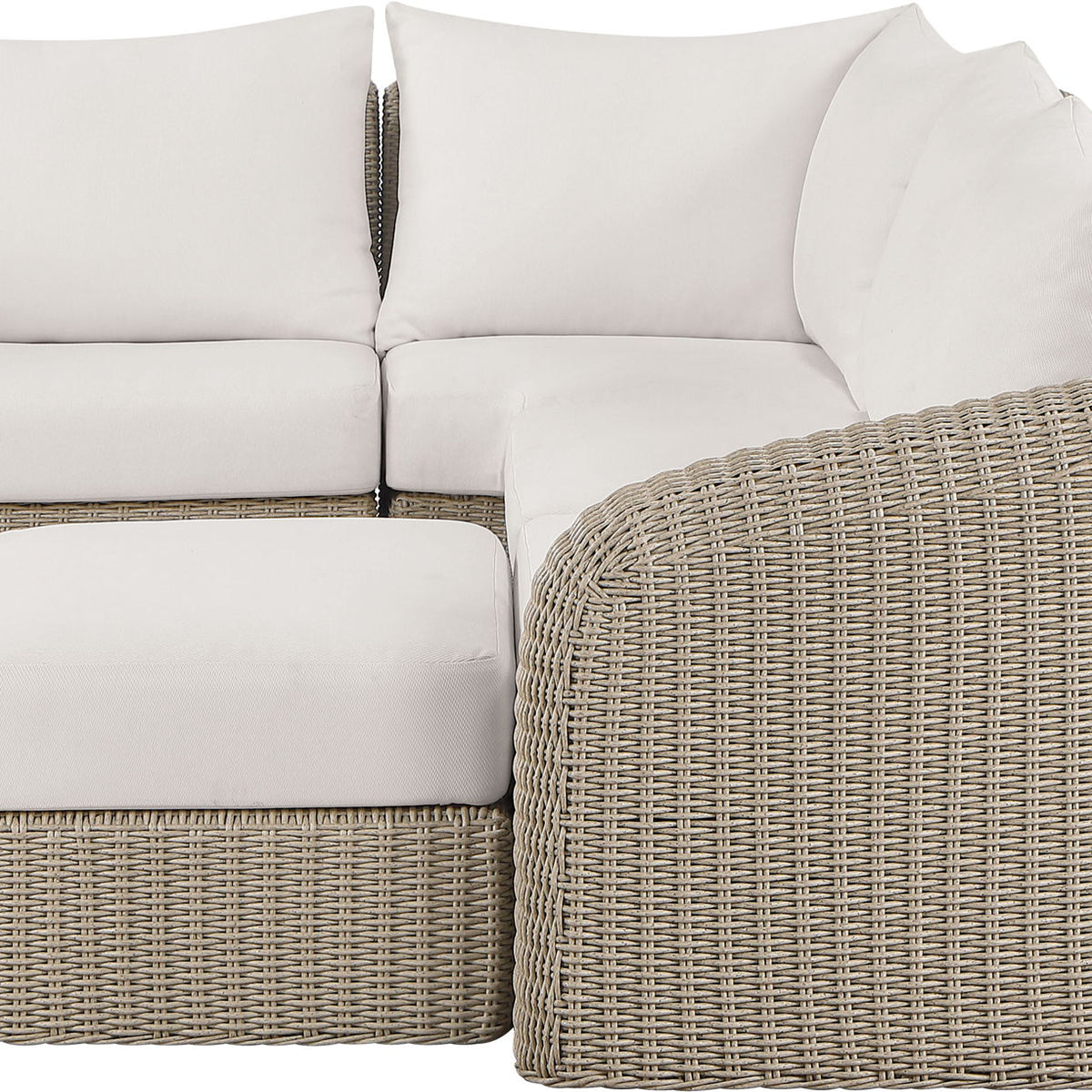 Seacrest - 123.25" Olefin Water Resistant And Wicker 5 Piece Outdoor Patio Modular Sectional