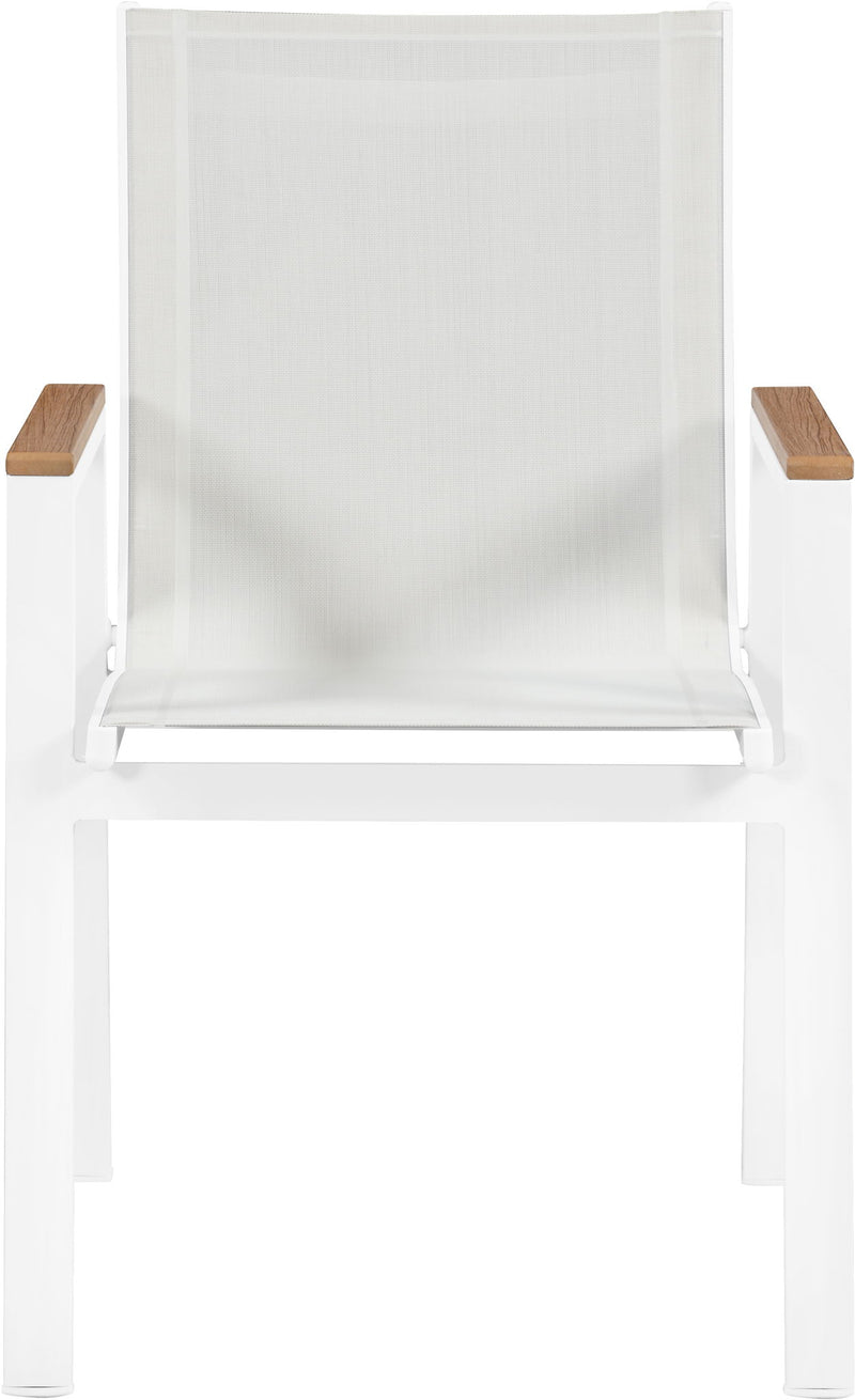 Nizuc - Outdoor Patio Dining Arm Chair With White Frame And Natural Arms (Set of 2)