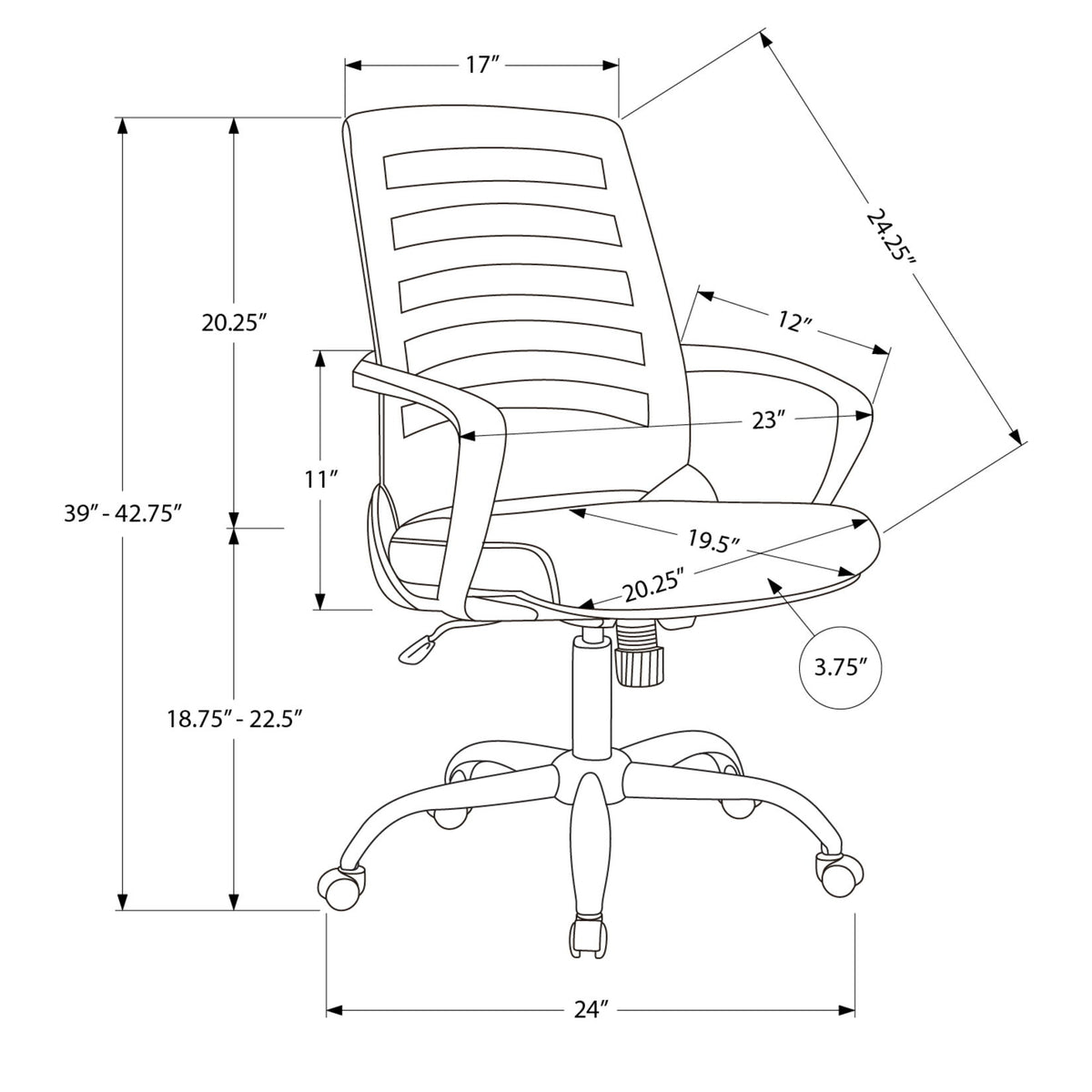 Office Chair, Adjustable Height, Swivel, Ergonomic, Armrests