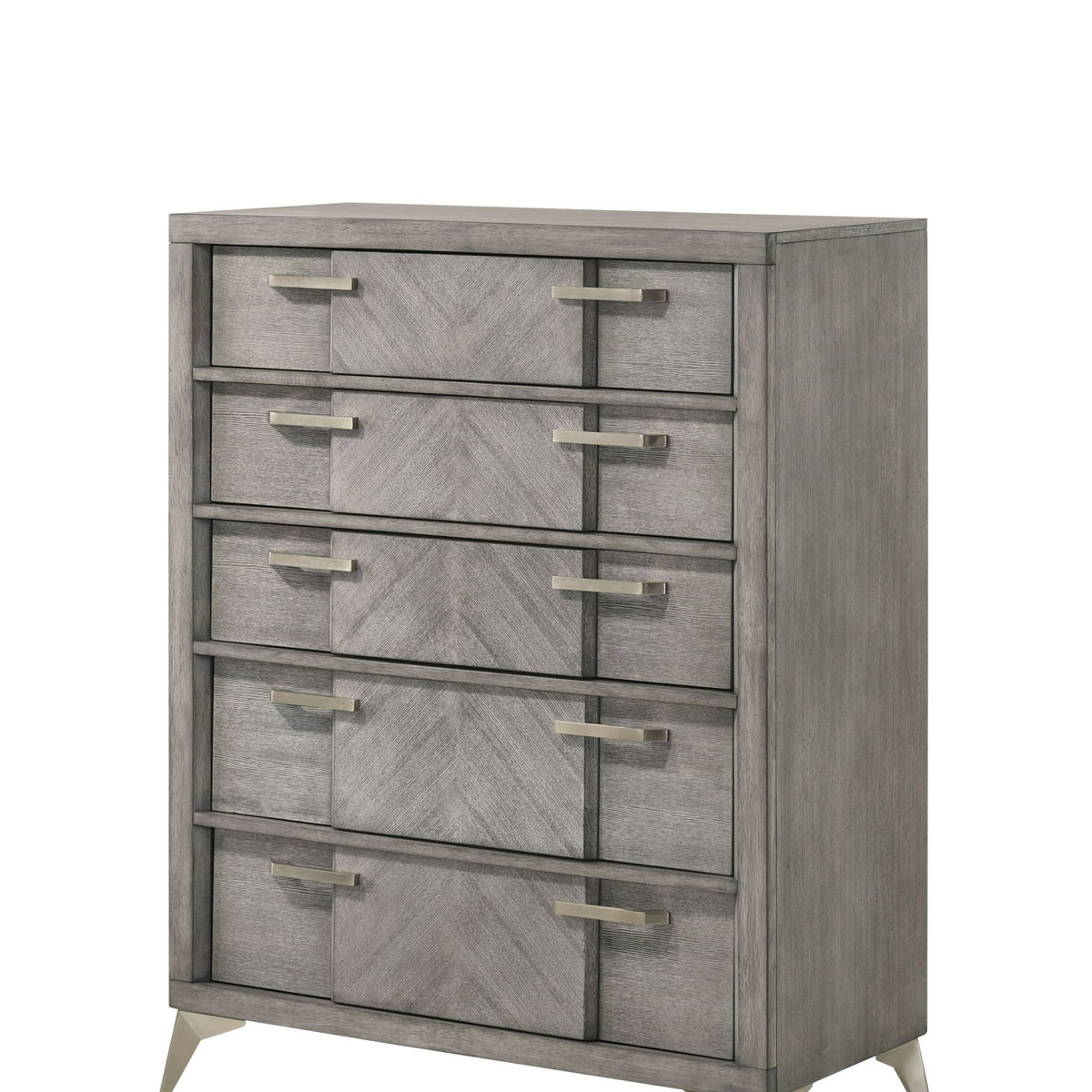 5 Drawer Chest Book Matched Veneers - Gray