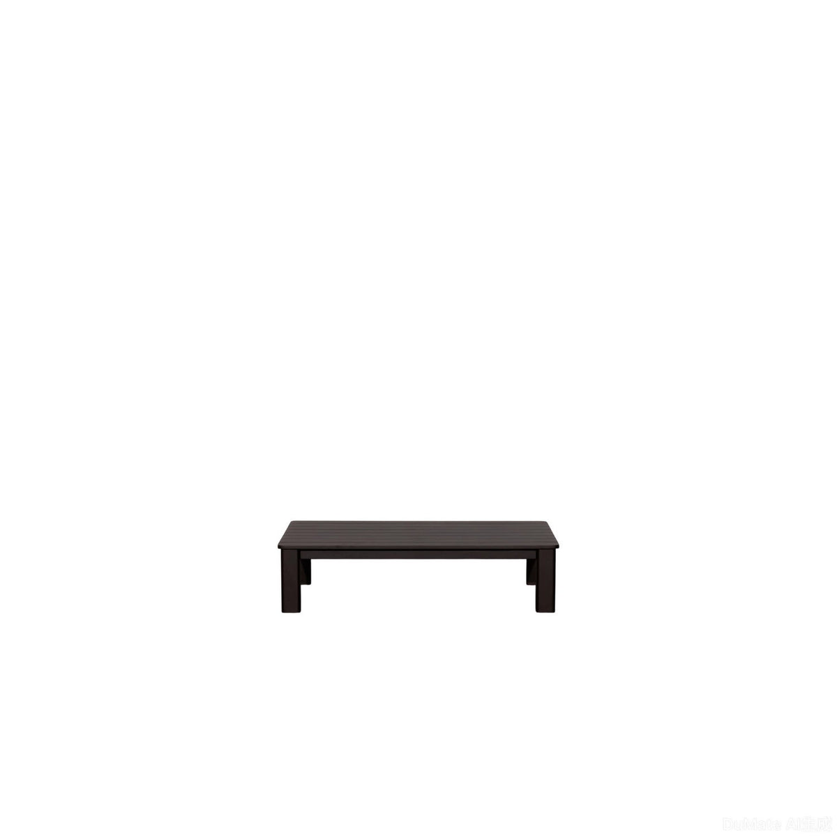 Dark espresso coffee table with flat rectangular top and four square legs