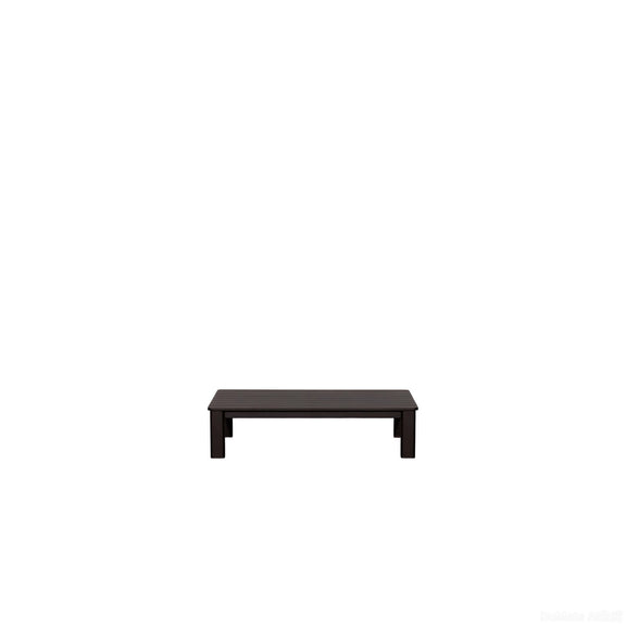 Dark espresso coffee table with flat rectangular top and four square legs