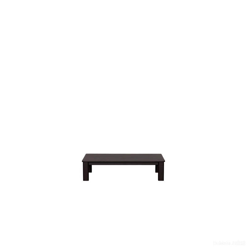 Dark espresso coffee table with flat rectangular top and four square legs