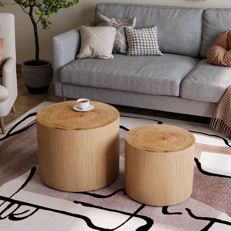 Nesting Coffee Table Set Wood Veneer
