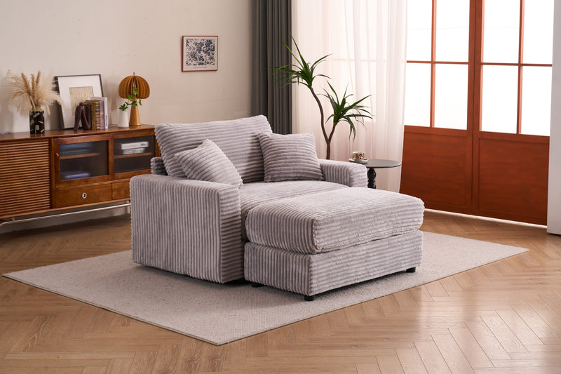 Single Sofa Chair with Removable Ottoman, Comfy Sleeper Chair, Modern and High-Quality Lounge Sofa Bed for Living Room, Bedroom, Small Apartment