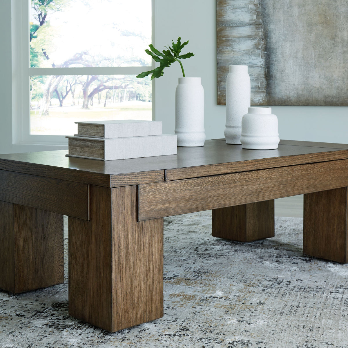 Rosswain - Lift Top Cocktail Table - Warm Brown