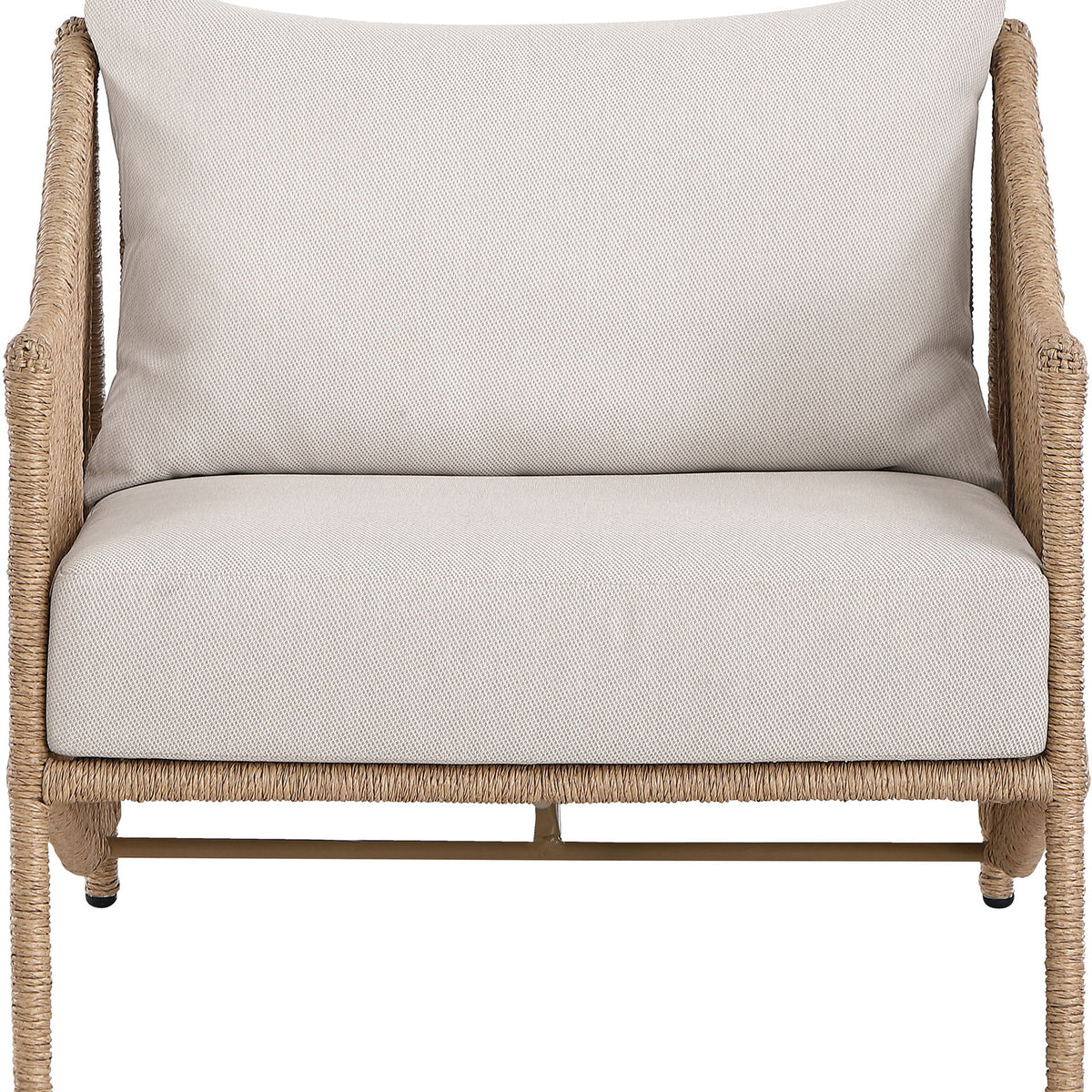 Coastline - Olefin Water Resistant Fabric And Wicker Outdoor Patio Accent Chair - Beige