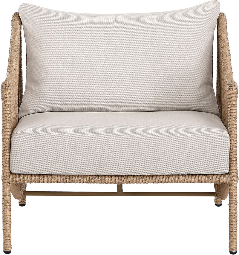 Coastline - Olefin Water Resistant Fabric And Wicker Outdoor Patio Accent Chair - Beige