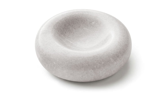 Carrara marble decorative bowl, white with smooth rounded shape and shallow dish