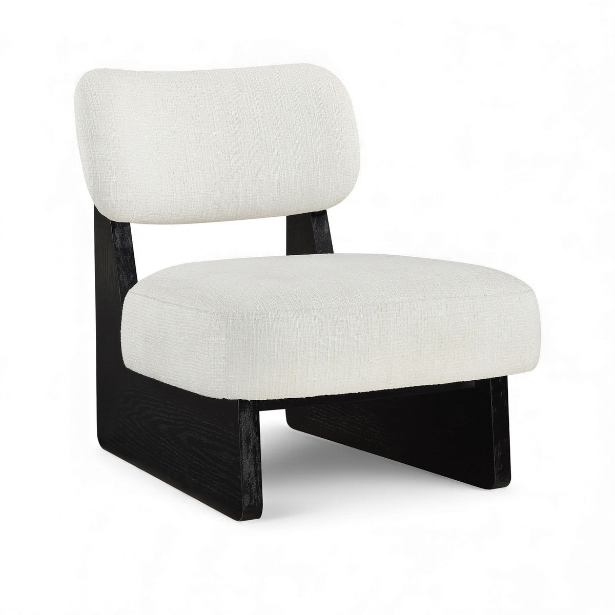 Vetra - Linen Textured Fabric Upholstered Accent Chair With Black Base