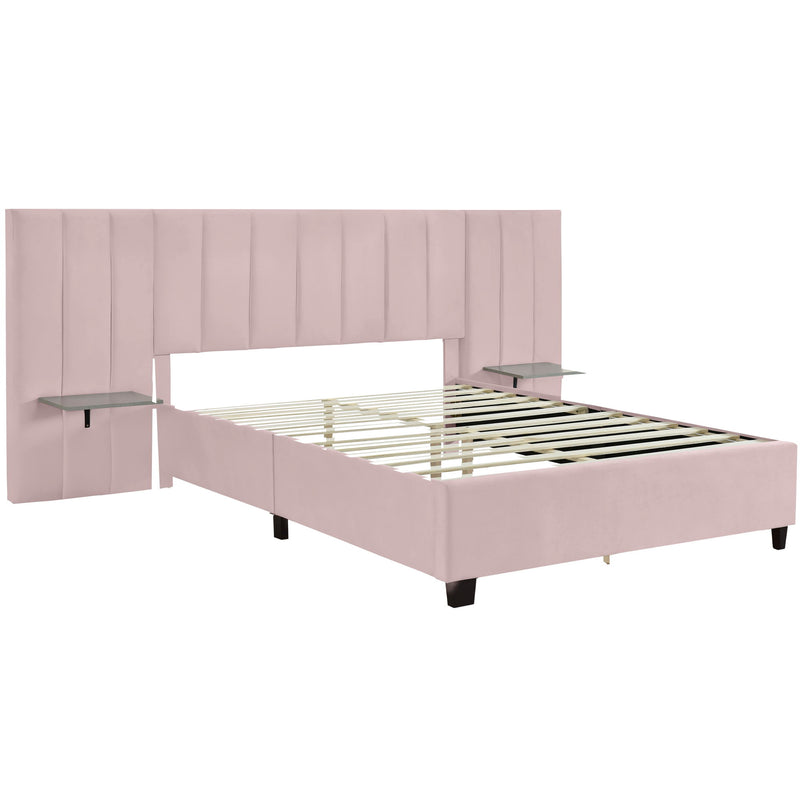 Upholstered Platform Bed With Big Headboard