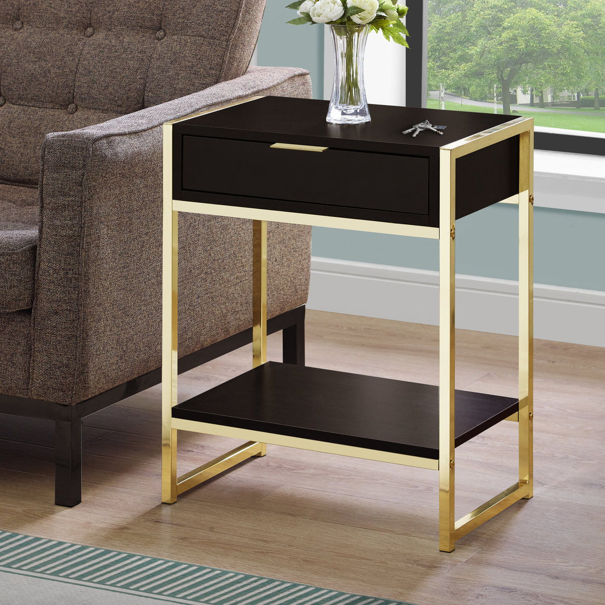Accent Side Table, Storage Drawer, Spacious Tabletop