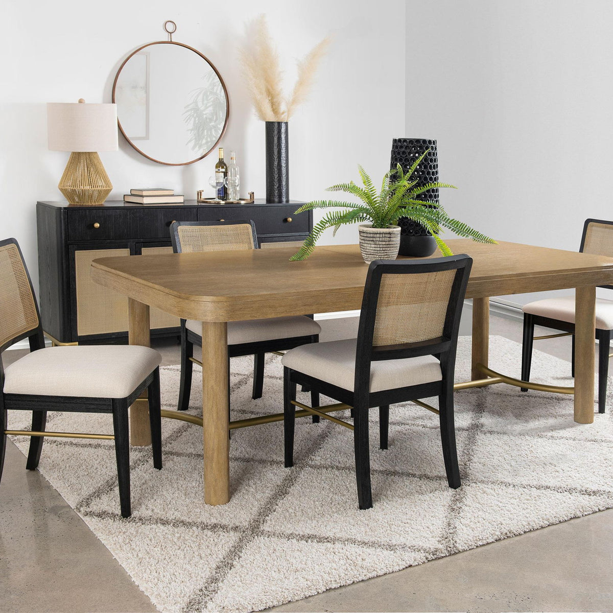 Arini 5-piece Extension Leaf Dining Table Set Sand Wash and Black