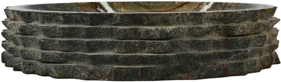 Caesar genuine marble bowl in dark green with white striations and thick rim layers