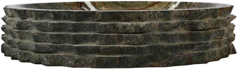 Caesar genuine marble bowl in dark green with white striations and thick rim layers