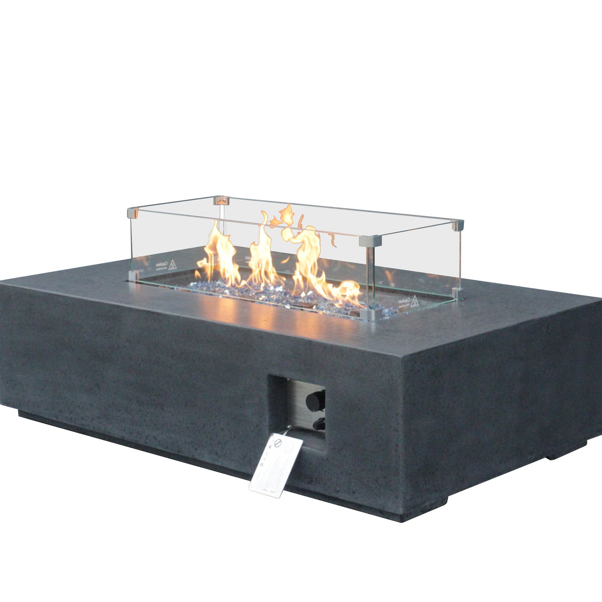 Outdoor Concrete Propane Gas Rectangle Fire Pit Table