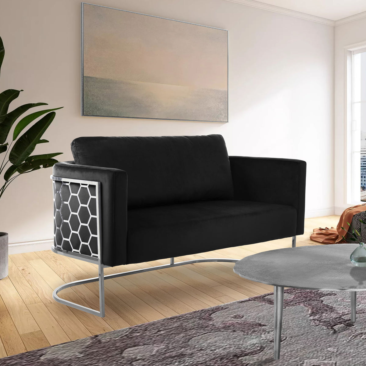 Casa - Loveseat with Chrome Legs