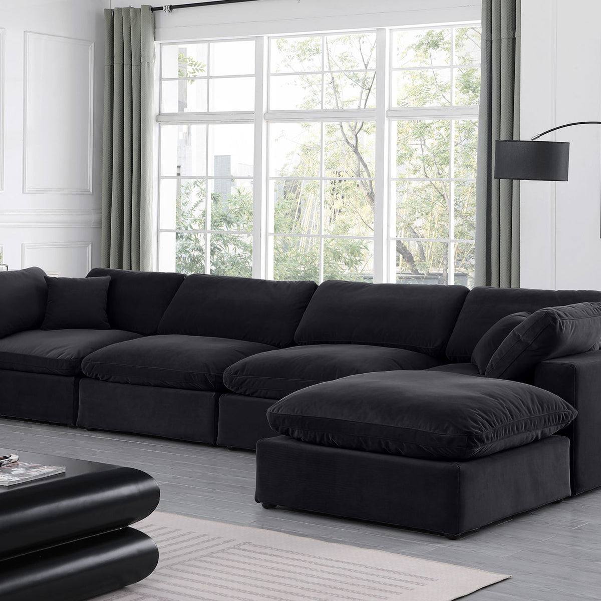 Comfy - 5 Piece Velvet Modular Sectional With Chaise