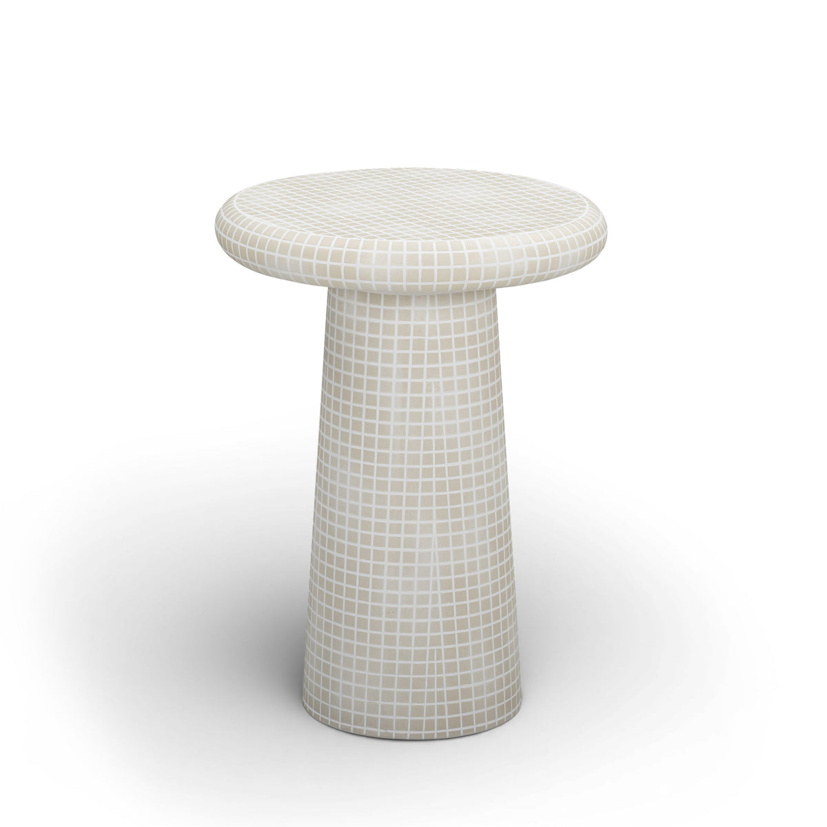 Monica - Tiled Pattern Tall Side Table - Beige