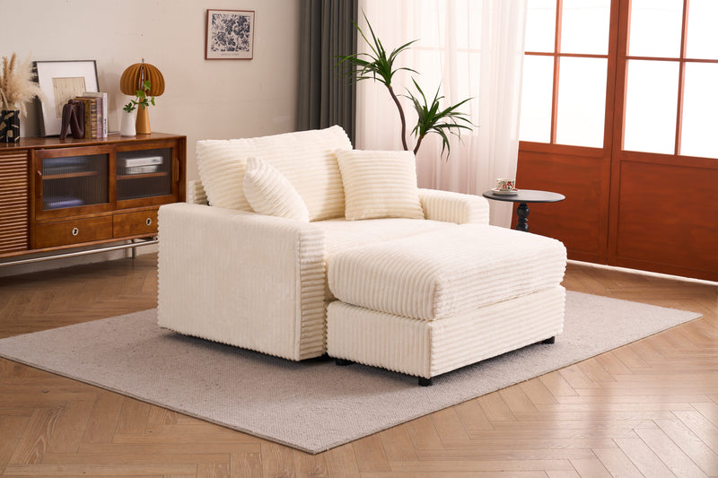 Single Sofa Chair with Removable Ottoman, Comfy Sleeper Chair, Modern and High-Quality Lounge Sofa Bed for Living Room, Bedroom, Small Apartment