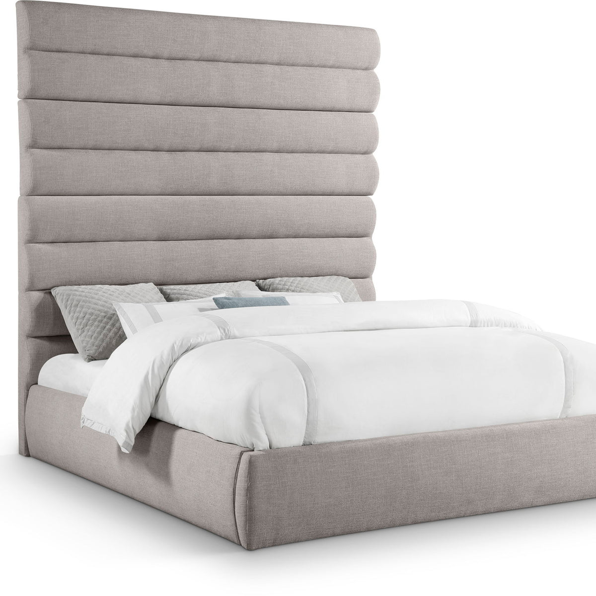 Adam - Linen Fabric Bed With 89" Headboard
