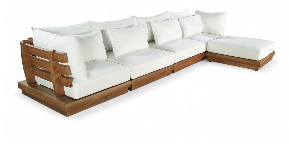 Mirella - 5 Piece Water Resistant Fabric Upholstered Outdoor Patio Modular Sectional