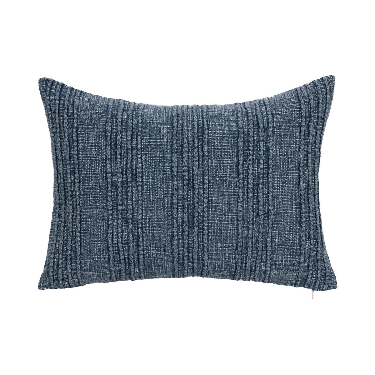 SLD pillow in dark blue with textured woven stripe pattern