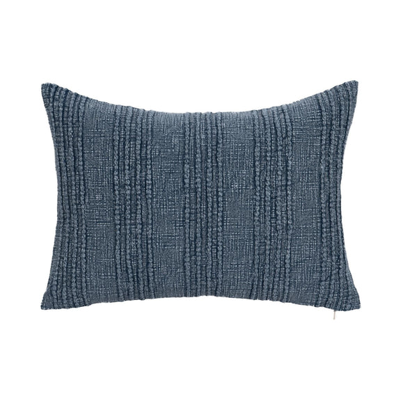 SLD pillow in dark blue with textured woven stripe pattern