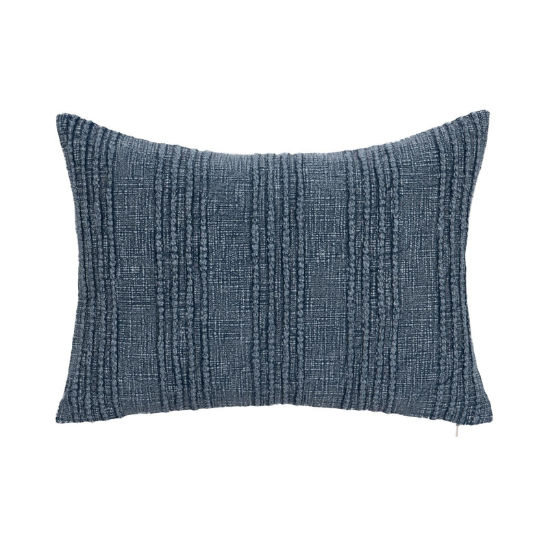 SLD pillow in dark blue with textured woven stripe pattern