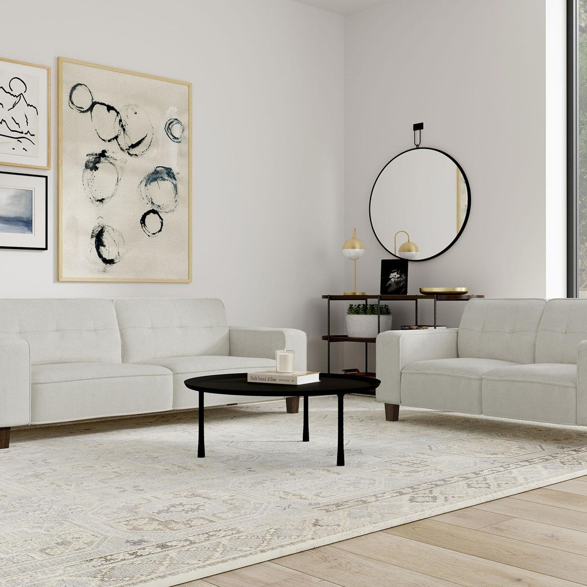 Deerhurst 2-piece Upholstered Track Arm Sofa Set Greige