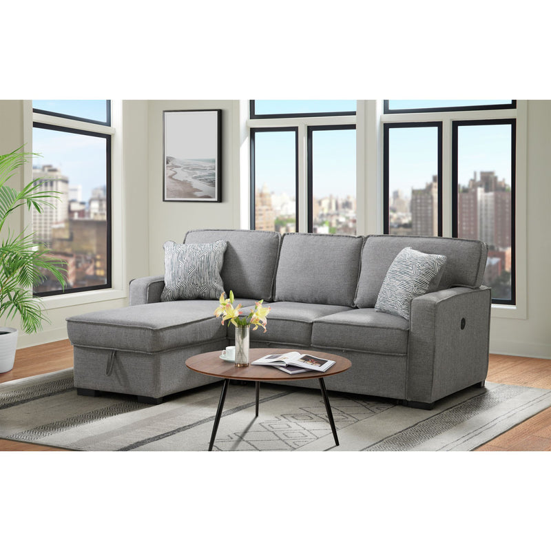 Caracas - Sectional RHF Loveseat With Pull Bed, Drop Table & USB - Palmer Steel