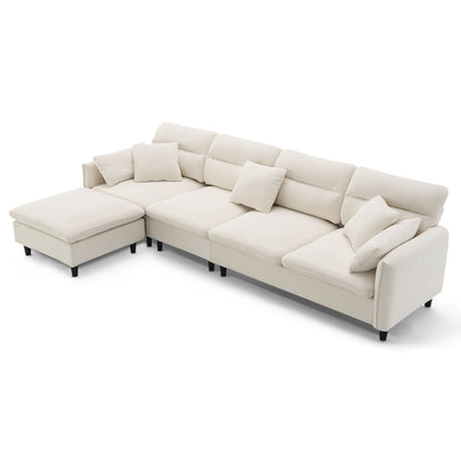 Modern Convertible Sectional Sofa L Shaped Reversible Couch Set With Free Pillows 5 Seat Cloud With Ottoman