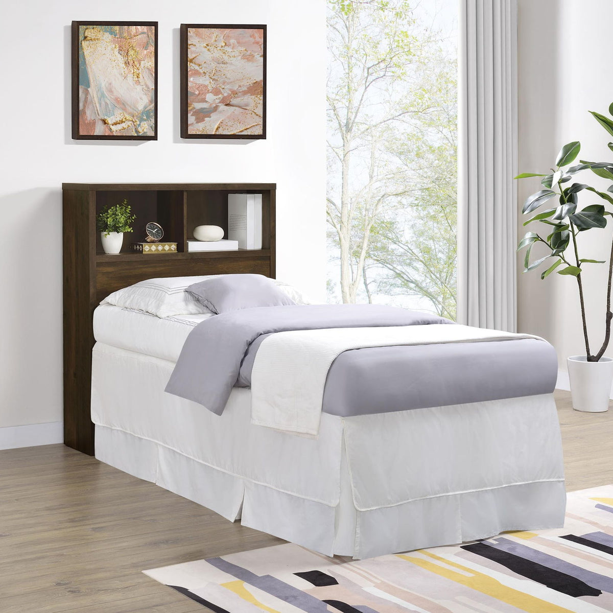 Westpark 49-inch Twin Bookcase Headboard Dark Pine