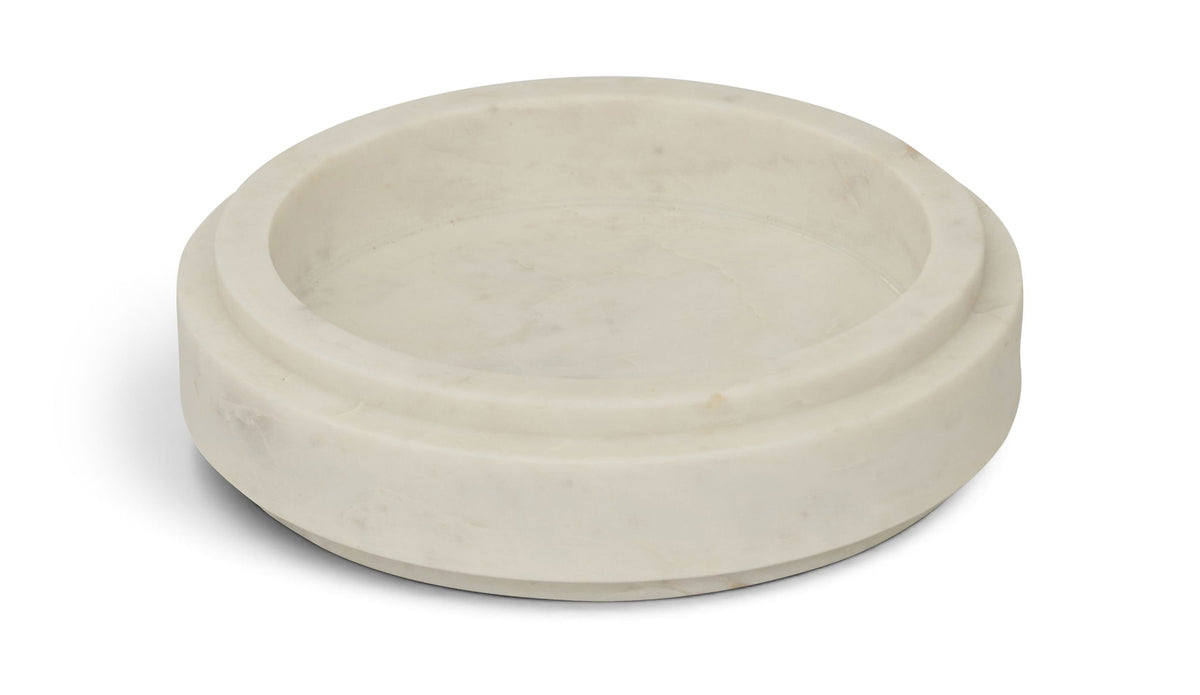 Parsons genuine marble bowl, white stone with smooth round bowl shape