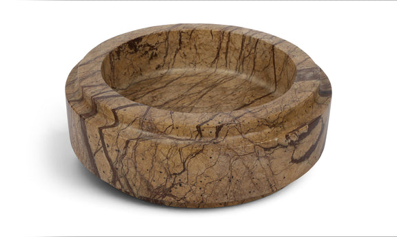 Parsons genuine marble bowl, dark light-brown stone with bold natural veining